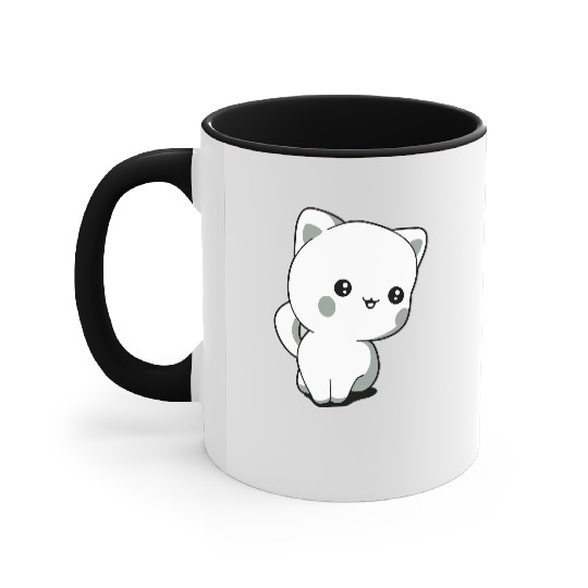 kitten chibi kawaii Accent Mugs