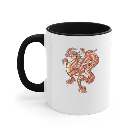 big red chinese dragon Accent Mugs