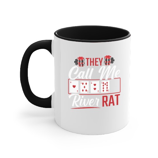River Rat Funny Poker Player Texas Holdem Lucker Accent Mugs