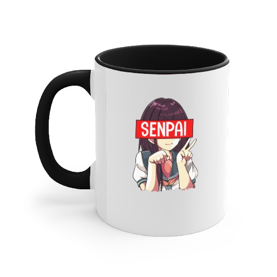 Senpai Anime Girl Japanese Cute Manga Kawaii Accent Mugs