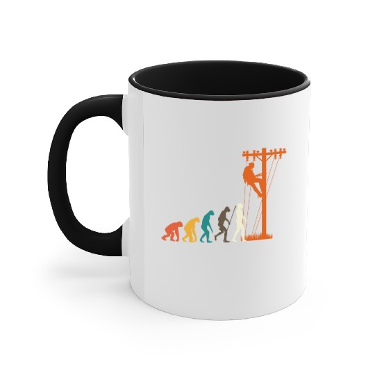 Unique Evolution Of Lineman Electrician Accent Mugs