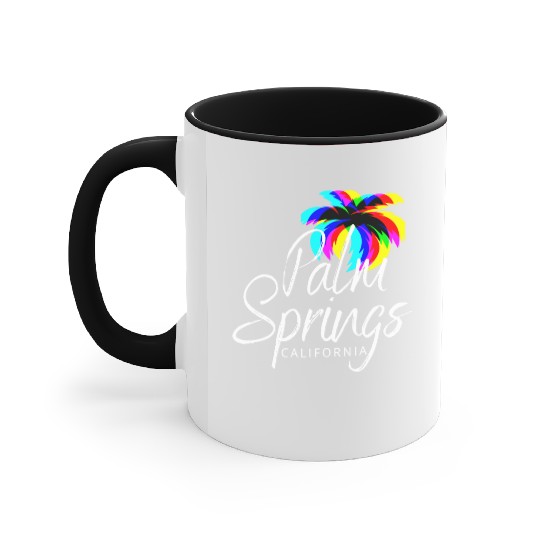 Palm Springs Neon Tree (White) Accent Mugs