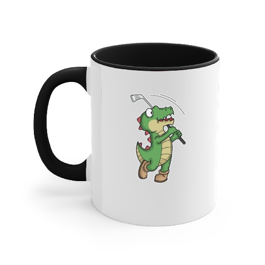 Tyrannosaurus-Rex Crocodile plays Golf Accent Mugs