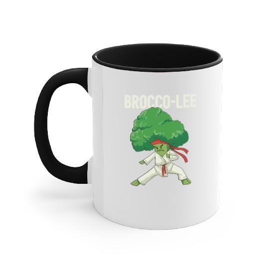 Brocco Lee Broccoli Karate Vegan Vegetarian MMA Accent Mugs