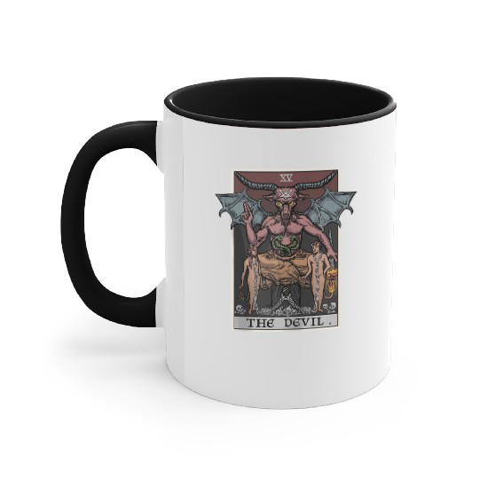 The Devil Tarot Card Halloween Baphomet Satanic Ba Accent Mugs