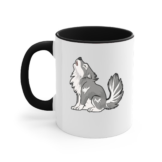 Cute Baby Howling Wolf Cub Gifts Animals Lover Accent Mugs