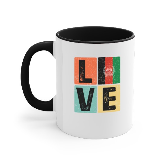 I Love Afghanistan Flag for Afghan Pride Accent Mugs
