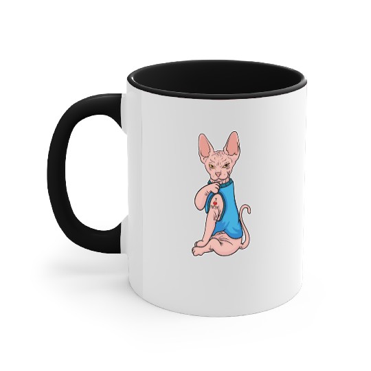 Sphynx Cat Tattoo I Love Mom Mother Mama Accent Mugs