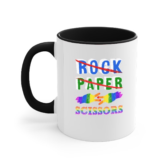Rock Paper Scissors Lesbian Couple LGBTQ Pride Mon Accent Mugs