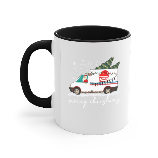 Christmas Postal Service Truck, Postal Worker Shir Accent Mugs