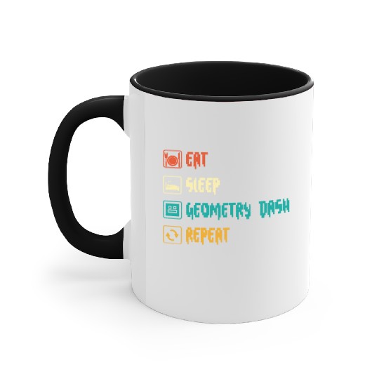 Eat sleep geometry dash repeat retro Jumper Repeat Accent Mugs
