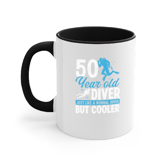 50th Birthday Scuba Divers Scuba Diving 50 Years Accent Mugs