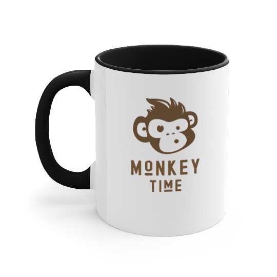 It's Monkey Time Cute Funny Monkey Face Accent Mugs