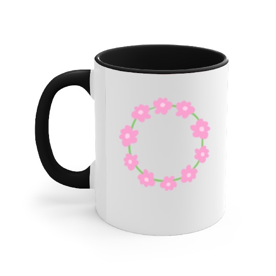 circle symbol shape flowers pink nature Accent Mugs