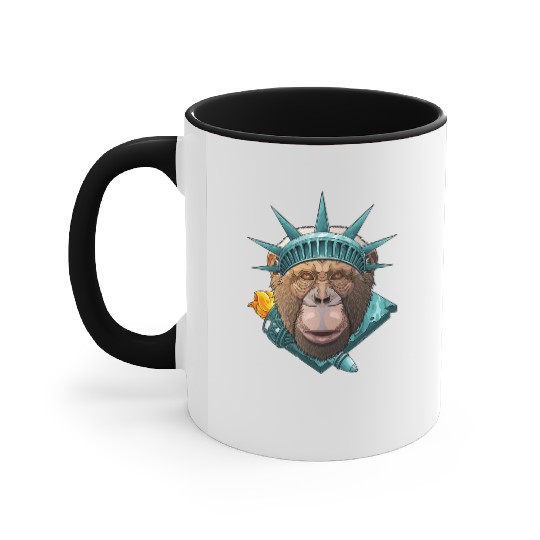 Statue Of Liberty Chimpanzee 4th Of July Animal US Accent Mugs