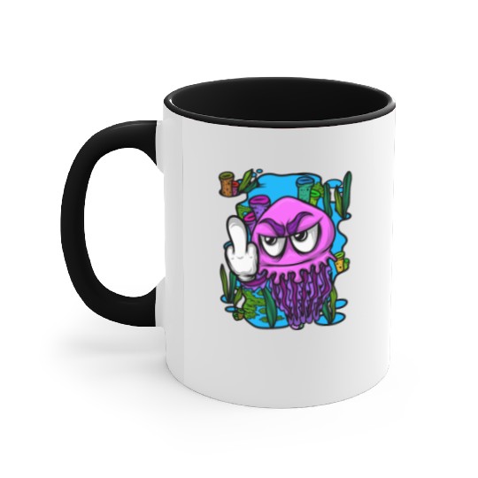 Jelly Fish Middle Finger Jellyfish Accent Mugs