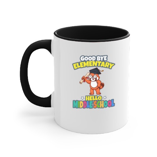 Good Bye Elementary Hello Middle School Graduation Accent Mugs