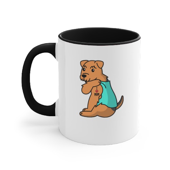 I Love Mom Tattoo Airedale Terrier Accent Mugs