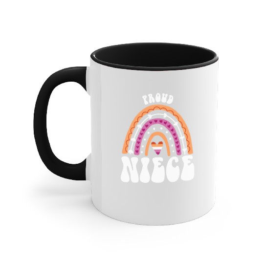 Proud Niece Lesbian Pride Rainbow Accent Mugs