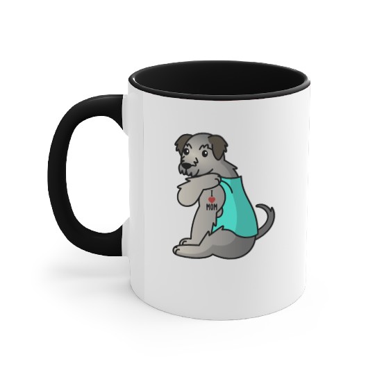 I Love Mom Tattoo Irish Wolfhound Accent Mugs
