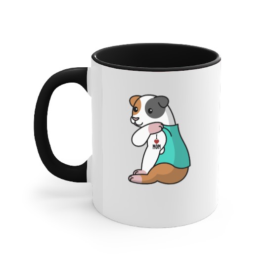 I Love Mom Tattoo Guinea Pig Accent Mugs