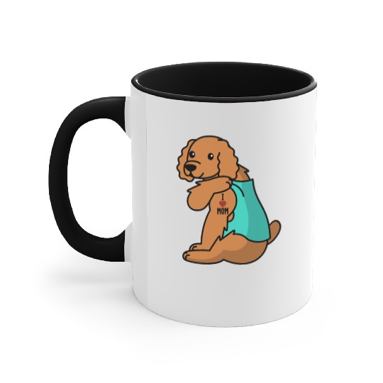 I Love Mom Tattoo Cocker Spaniel Accent Mugs