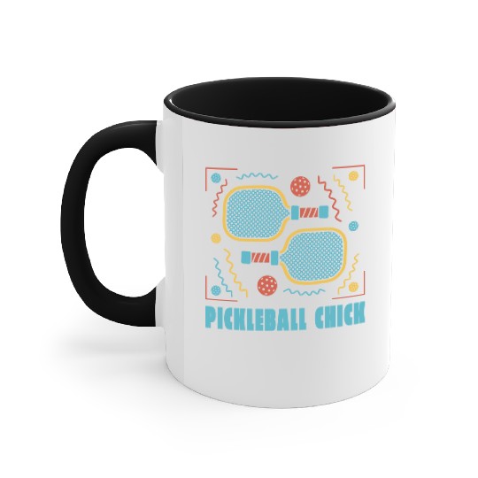 Pickleball chick play fun Pickleball chick play fu Accent Mugs