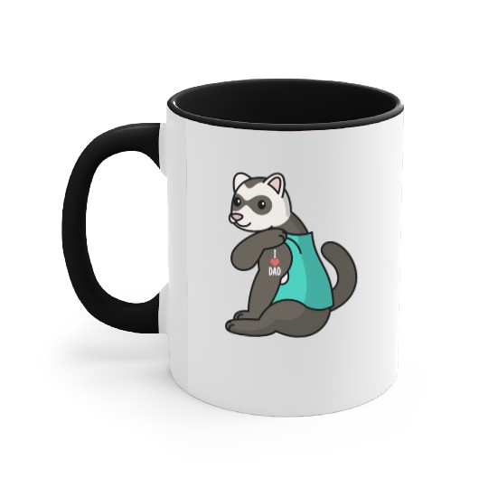 I Love Dad Ferret Accent Mugs