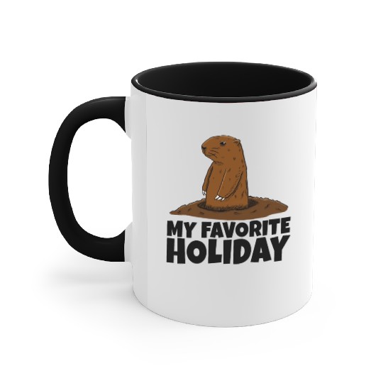 My Favourite Holiday Groundhog Accent Mugs
