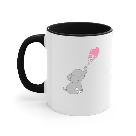 Grey Elephant with love Accent Mugs