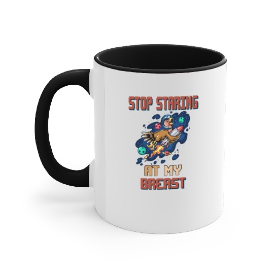 Stop Staring A My Breasts, Turkey Funny Sarcastic Accent Mugs