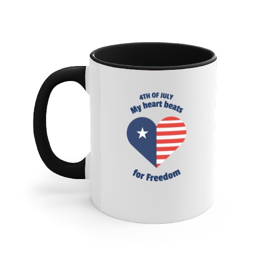 4th of July Accent Mugs with an icon of the us flag