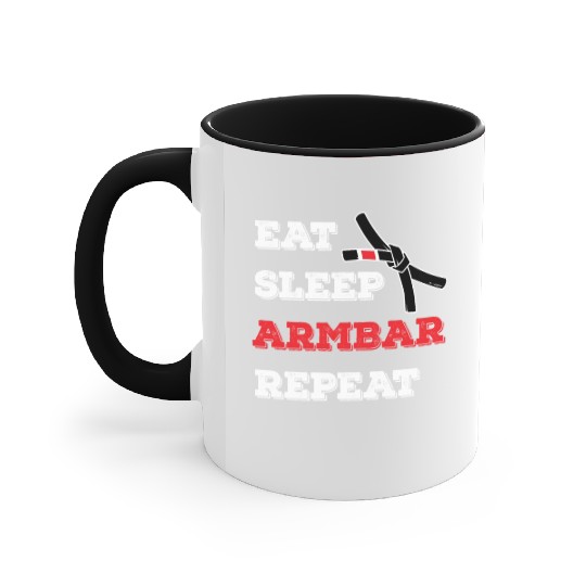 Vintage BJJ Eat Sleep Armbar Repeat Grappling Jiu Accent Mugs