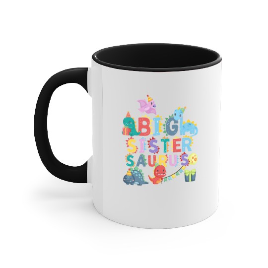 Big sister Saurus | Rawr Dinosaur Accent Mugs | Family