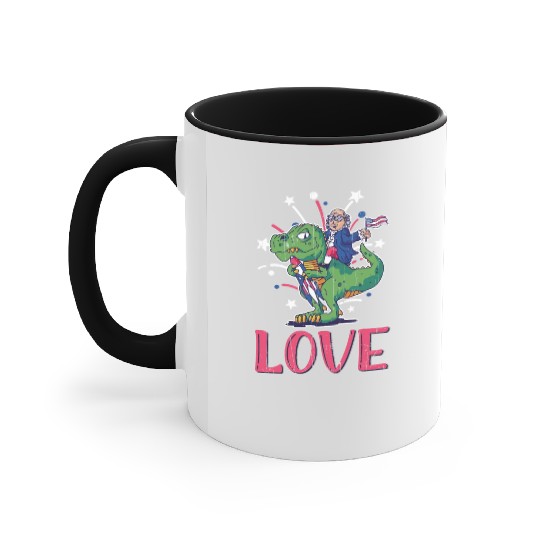 Love America Washington Dinosaur USA 4th Of July Accent Mugs