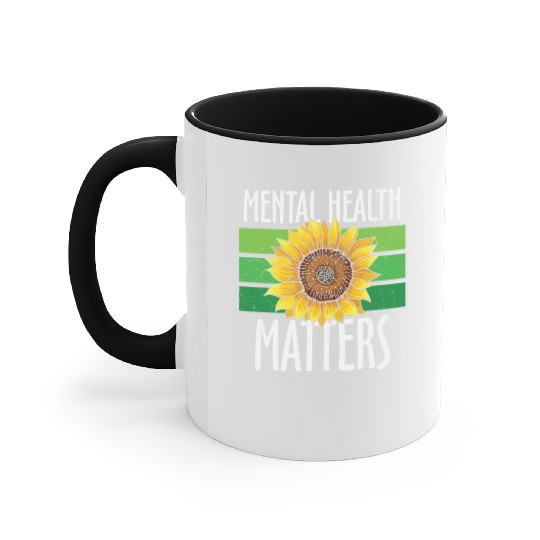 Mental Health Matters Green Sunflower Accent Mugs