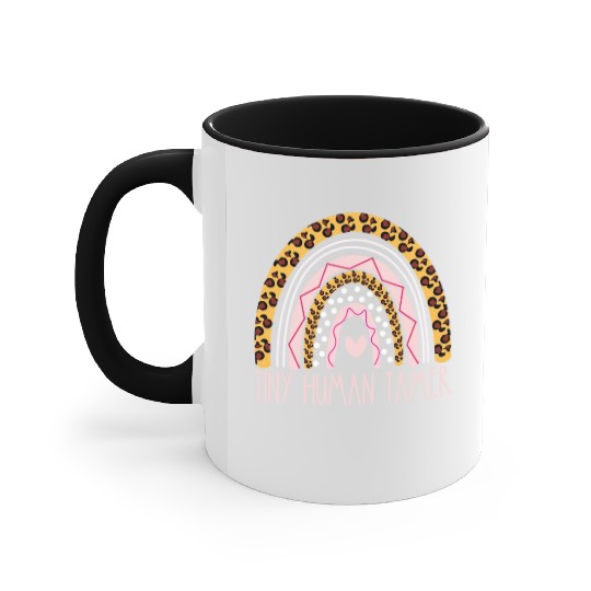 Tiny Human Tamer Bohemian Rainbow Daycare Teacher Accent Mugs
