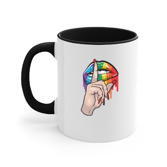 LGBT Rainbow Lips Gay Pride Lesbian Sexy Gift Accent Mugs