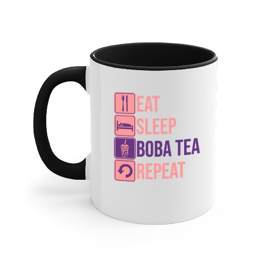Eat Sleep Boba Tea Accent Mugs