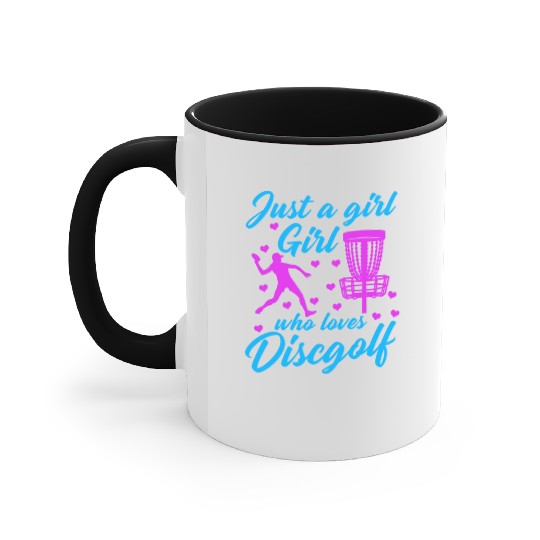 Girl Who Loves Disc Golf Vintage Ultimate Frisbee Accent Mugs