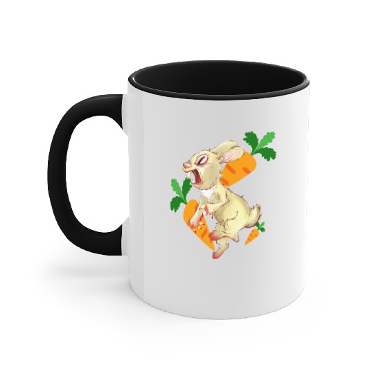 Crazy rabbit running for carrot Accent Mugs