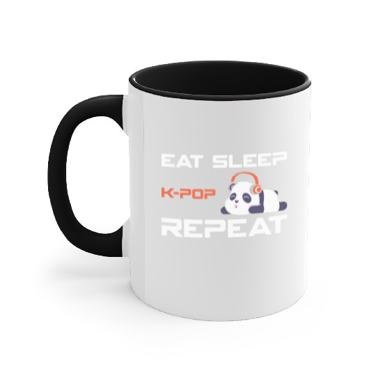 eat sleep k-pop, k pop music, korean pop music Accent Mugs