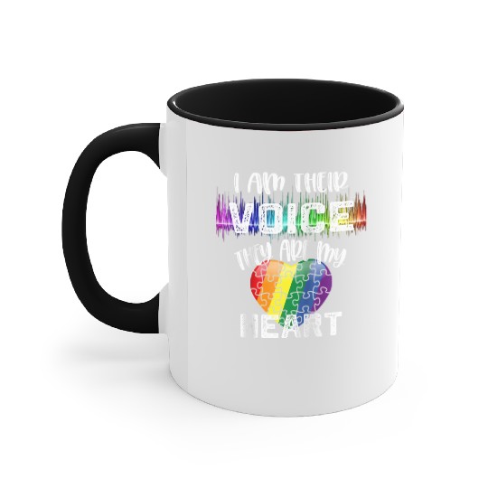 Autism Teacher I Am Their Voice They Are My Heart Accent Mugs
