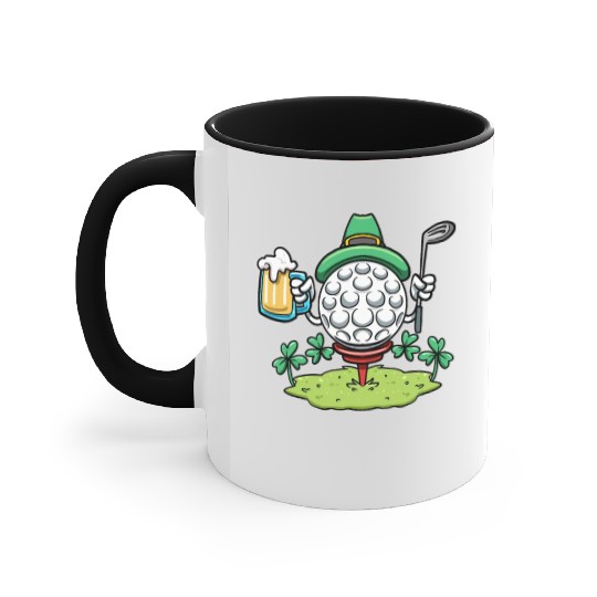 Golf Player Shamrock Golf St Patricks Day Golf Accent Mugs