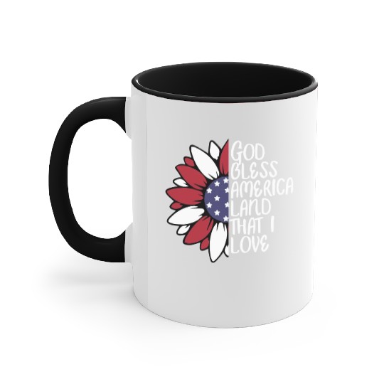 God Bless America Sunflower God Bless USA Accent Mugs