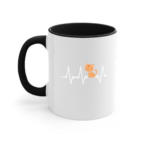 cat lover heartbeat Accent Mugs