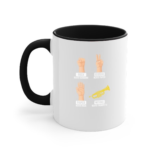 Rock Paper Scissors Nothing Beats Trumpets Trumpet Accent Mugs