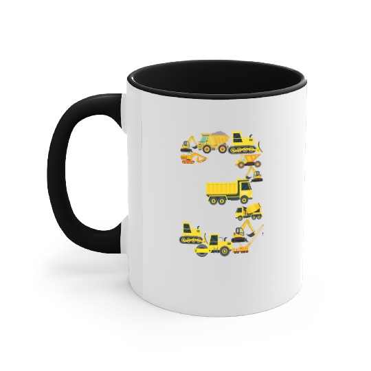 Construction Trucks 3rd Birthday 3 Year Old Boys Accent Mugs