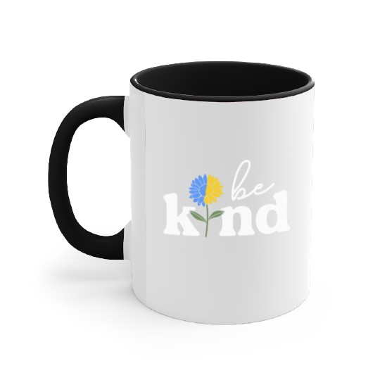Be Kind Yellow Blue Sunflower World Down Syndrome Accent Mugs