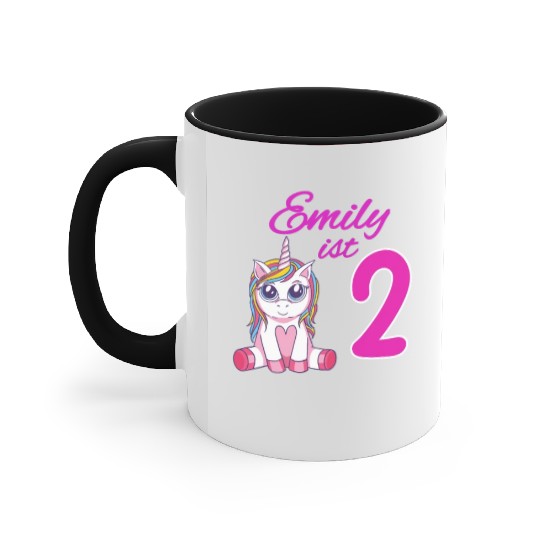 Children's Birthday Party 2 Years Girl Name Emily Accent Mugs